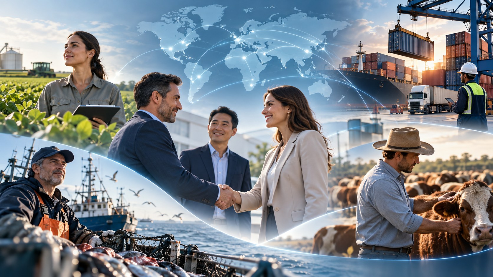 People and businesses connected across agriculture, fishing, livestock and international trade